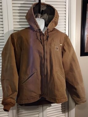 Carhartt Tan Hooded Canvas Work Jacket